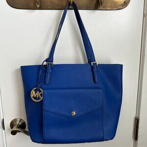 Michael Kors Blue Saffiano Leather Tote Bag
